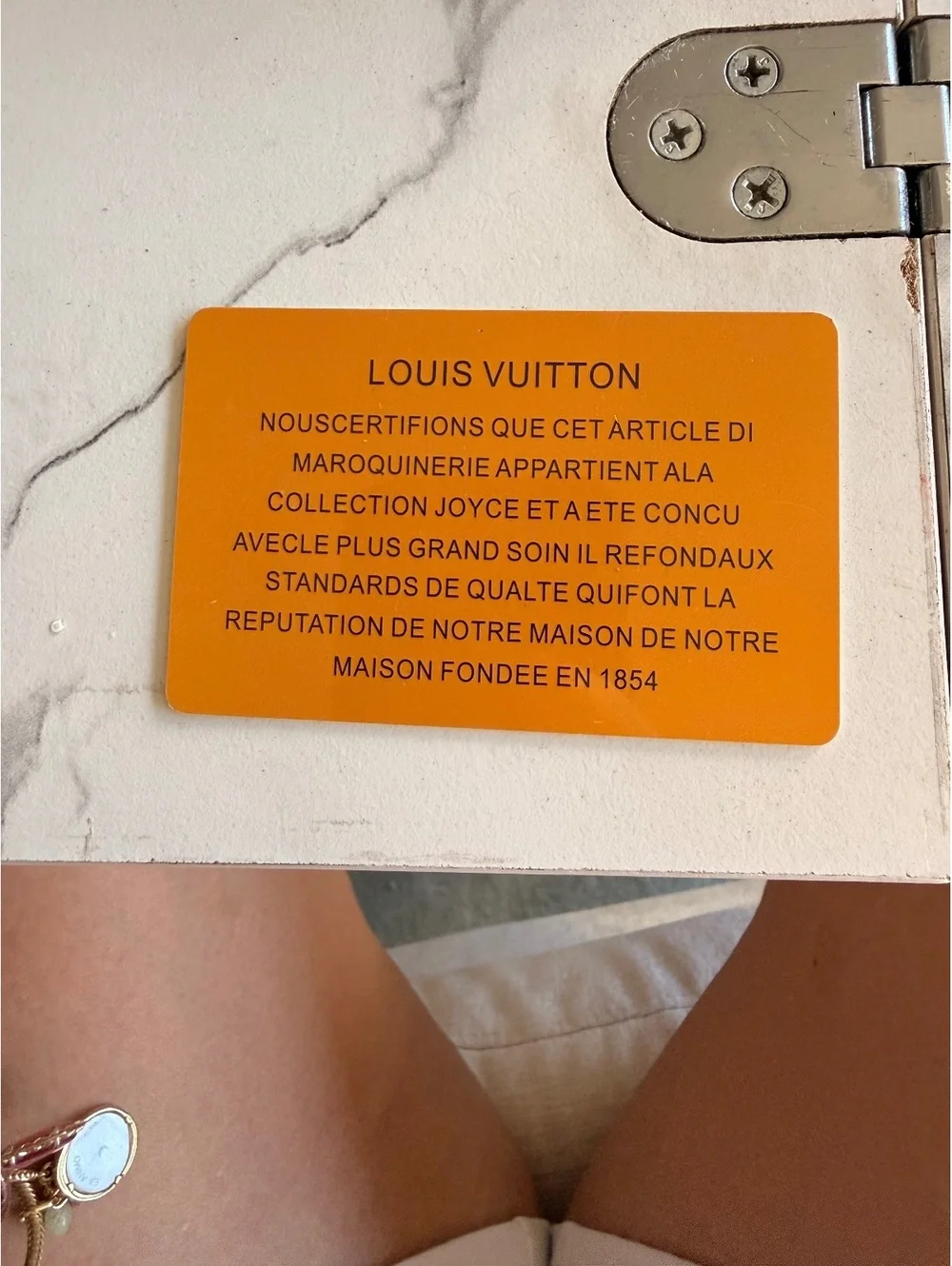 Louis Vuitton Authenticity Card for Joyce Collection